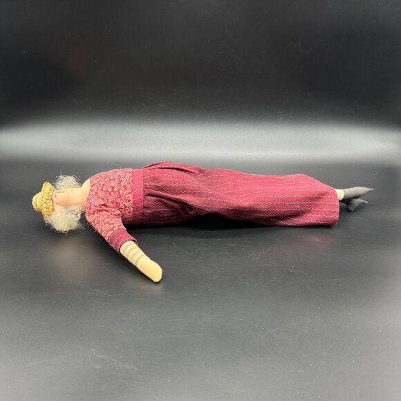 Vintage Doll Folk Art Handmade Cloth Anna Swango 1990 Flat Face Grandma OOAK - Picture 3 of 8